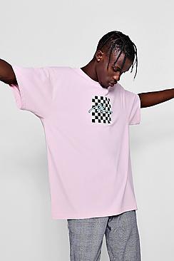 Boohoo Oversized Man Checkerboard Print T-shirt