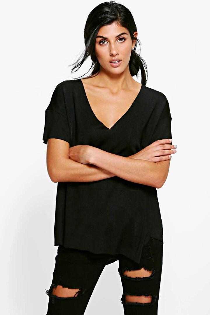 Boohoo Lexi Premium V Neck T-shirt Black
