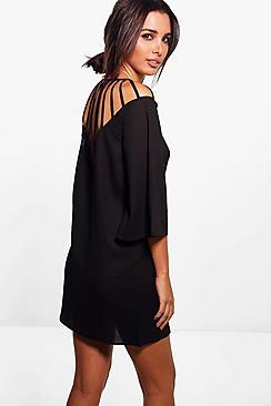 Boohoo Jinny Cage Back Long Sleeved Shift Dress