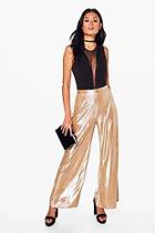 Boohoo Nova Metallic Wide Leg Trousers