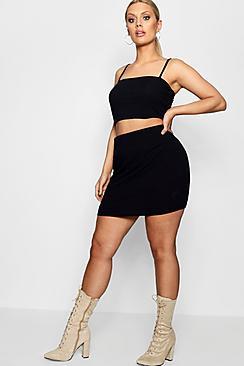 Boohoo Plus Lydia Ribbed Mini Skirt