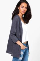 Boohoo Petite Fran Light Weight Knit Cardigan Charcoal
