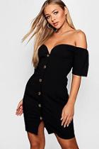 Boohoo Sweetheart Linen Blend Button Front Mini Dress