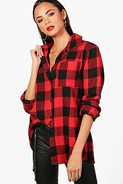 Boohoo Tall Camila Oversized Checked Shirt