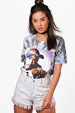 Boohoo Sarah Bleached 2 Pac T-shirt