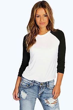 Boohoo Petite Alisha Raglan Long Sleeve Top