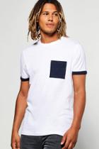 Boohoo Contrast Pocket Turnt Up T-shirt Navy
