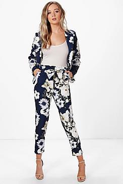 Boohoo Olivia Premium Floral Tailored Woven Trouser