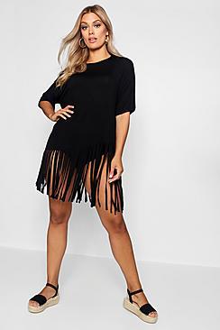 Boohoo Plus Bethany Tassel Beach Dress