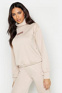Boohoo Woman Slogan Neck Sweat