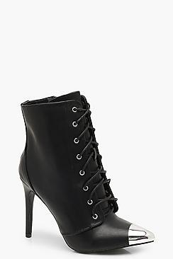 Boohoo Metal Toe Stiletto Shoe Boots