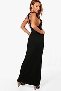 Boohoo Split Strappy Back Maxi Dress