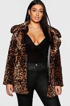 Boohoo Plus Leopard Faux Fur Coat