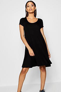 Boohoo Cara Keyhole Back Jersey Swing Dress