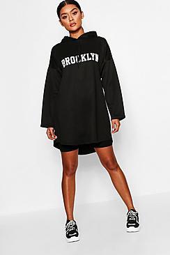 Boohoo Brooklyn Hooded Swing Sweat Dress