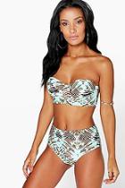 Boohoo Toronto Tie Dye Longline Underwired Bandeau Bikini