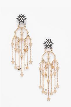 Boohoo Kat Statement Star Stud Chandelier Earrings