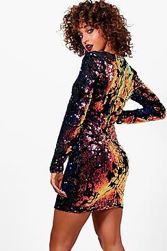 Boohoo Becca Multi Coloured Sequin Bodycon Dress