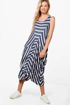 Boohoo Beth Oversized Stripe Jersey Midi Dress