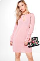 Boohoo Plus Georgie Tie Wide Sleeve Bodycon Dress Rose