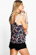Boohoo Rachel Lace Strap Printed Top