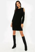 Boohoo Tall Cold Shoulder Moss Stitch Jumper Dress