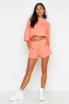 Boohoo Neon Loopback Short Set