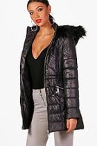 Boohoo Tall Hailey Quilted Hooded Coat