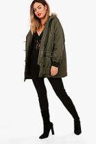 Boohoo Petite Jane Oversized Faux Fur Hood Parka