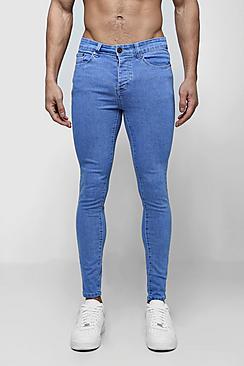Boohoo Spray On Skinny Jeans In Vivid Mid Blue