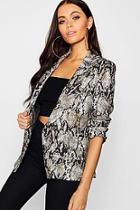 Boohoo Snake Military Button Cut Out Blazer