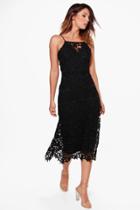 Boohoo Boutique Mimi Lace Strappy Midi Dress Black