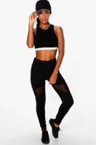 Boohoo Emma Fit Basic Mesh Panel Legging Black