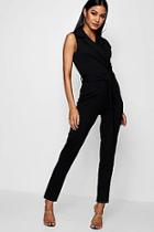 Boohoo Collared Belted Jumpsuit