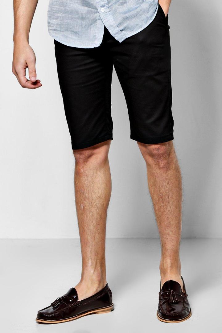 Boohoo Skinny Stretch Chino Shorts Black