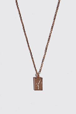 Boohoo Deboss Rectangle Pendant Necklace