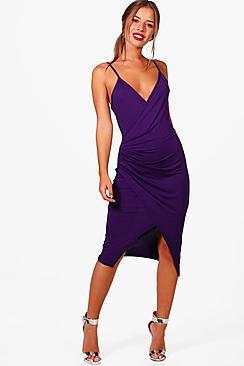 Boohoo Petite Lana Wrap Midi Dress