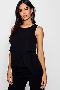 Boohoo Ivy Sleeveless Split Front Double Layer Blouse