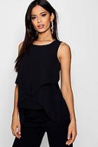 Boohoo Ivy Sleeveless Split Front Double Layer Blouse