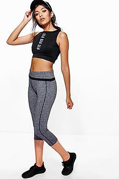 Boohoo Maisy Performance Fold Waist Band Capri Leggings