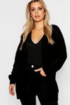 Boohoo Plus Waffle Knitted Edge To Edge Cardigan