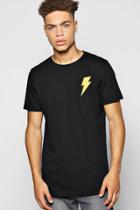 Boohoo Lightning Bolt Badge T Shirt Black