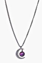 Boohoo Ava Galactic Moon Pendant Necklace Purple