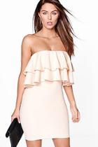 Boohoo Paola Off The Shoulder Frill Detail Bodycon Dress