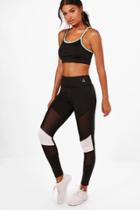 Boohoo Katie Fit Mesh Block Running Leggings Black