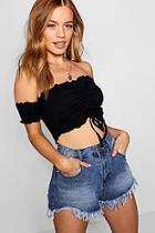 Boohoo Petite Ruched Front Crop Top