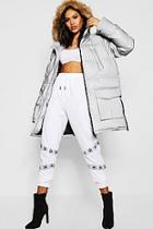 Boohoo Reflective Parka With Faux Fur Trim