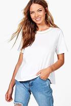 Boohoo Zoe Pearl Trim Neck Lace Tee