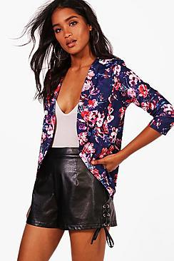 Boohoo Kate Floral Print Tailored Blazer