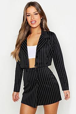 Boohoo Petite Pinstripe Mini Skirt